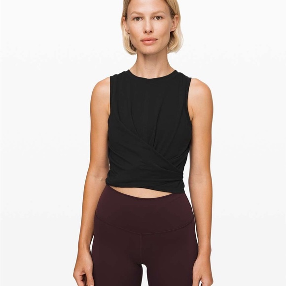 Lululemon Time to Restore Black Tie Front Wrap Tank Top Sleeveless - Picture 1 of 5